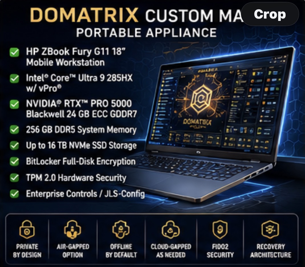 DOMATRIX Custom Max portable appliance specifications